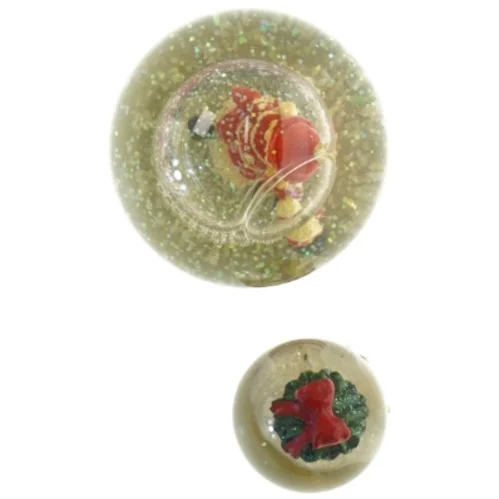 To Snekugler med nissepige og julemand (str. 10x8 cm)