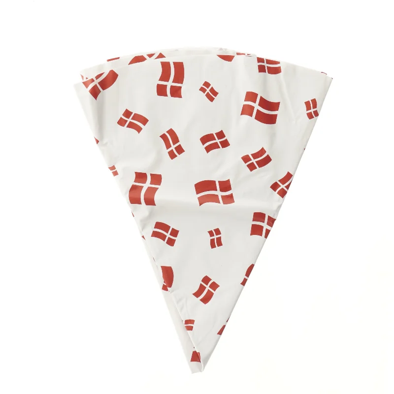 Rund fødselsdags voksdug med danske flag på (str. Ø 104 cm)