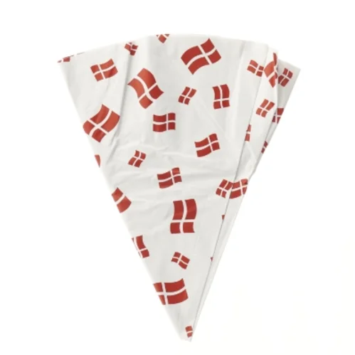 Rund fødselsdags voksdug med danske flag på (str. Ø 104 cm)