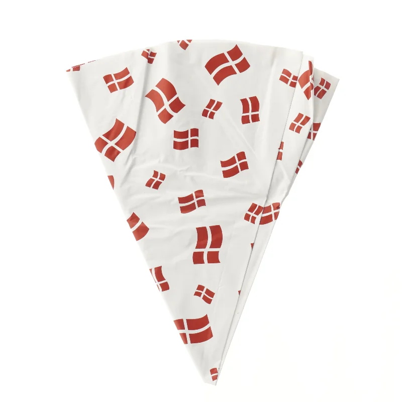 Rund fødselsdags voksdug med danske flag på (str. Ø 104 cm)