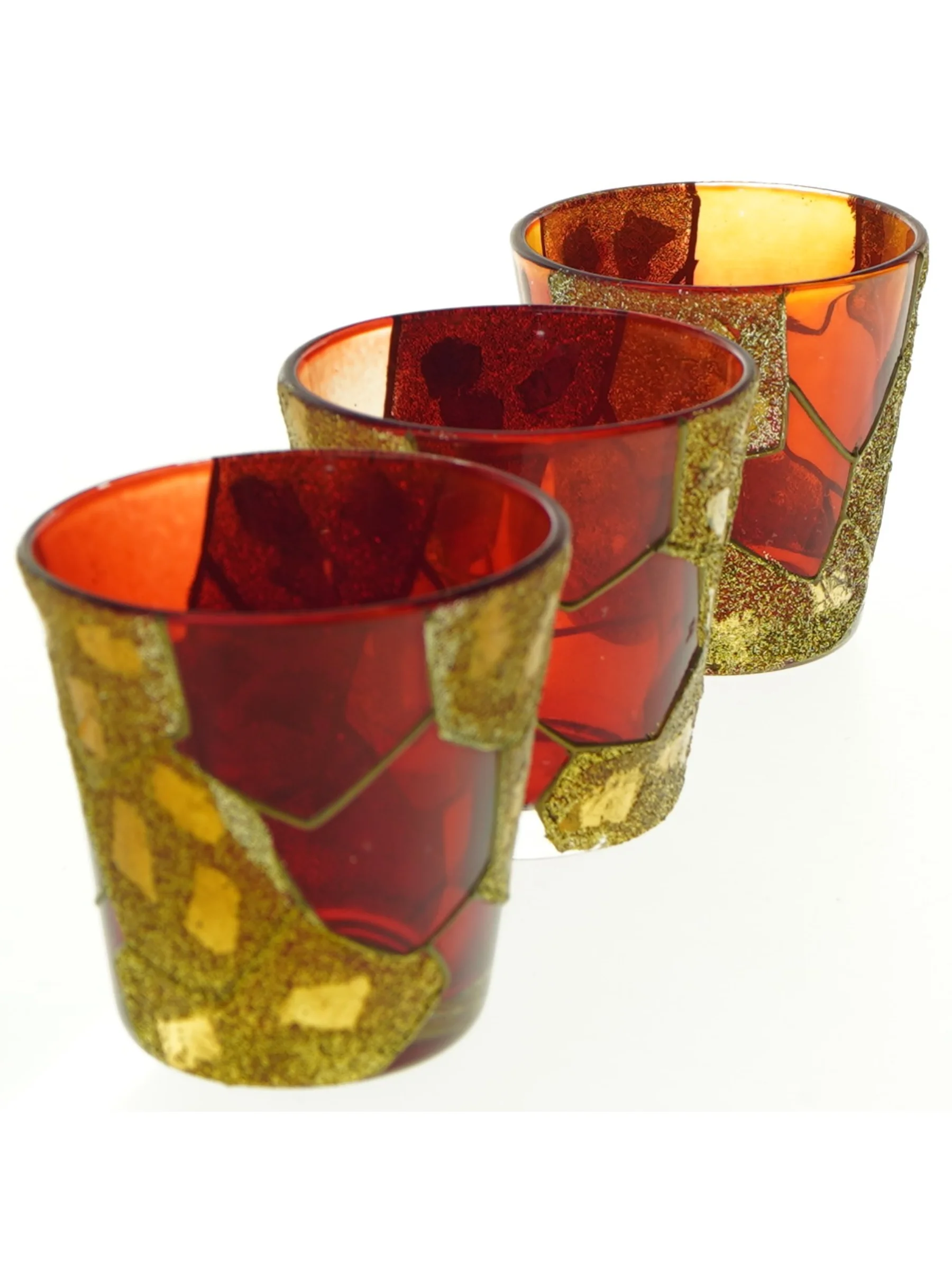 Dekorative glaslysestager (str. Ø. 6,5 cm. h. 6,5 cm)