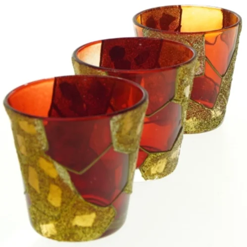 Dekorative glaslysestager (str. Ø. 6,5 cm. h. 6,5 cm)