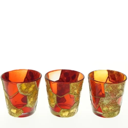 Dekorative glaslysestager (str. Ø. 6,5 cm. h. 6,5 cm)