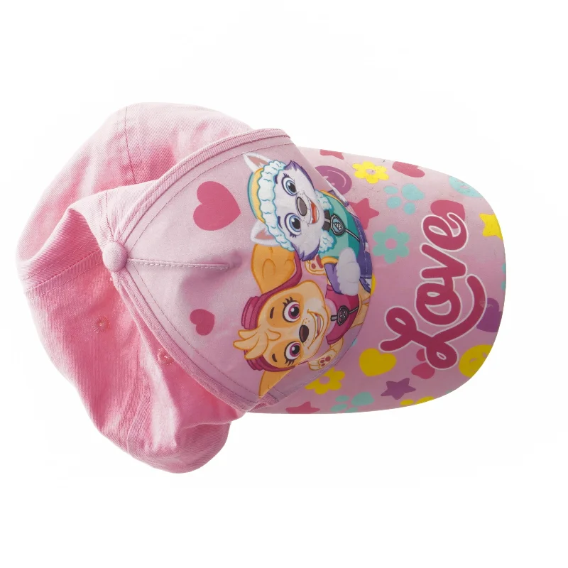 Lyserød Paw Patrol kasket til børn fra nickelodeon med motiv af Skye og Everst (str. Ø 17 cm)