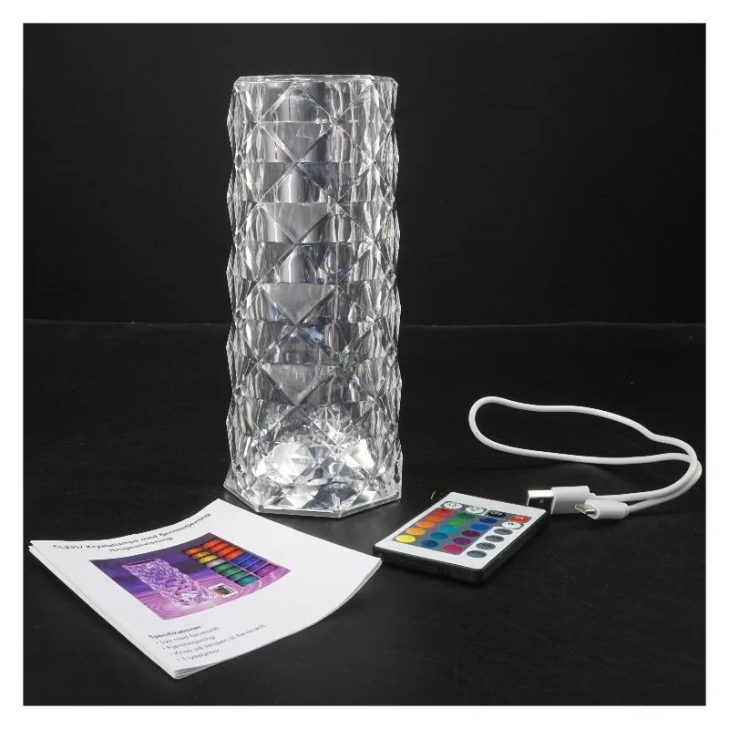 Krystallampe med fjernbetjening fra Superbrugsen (str. 20 cm)