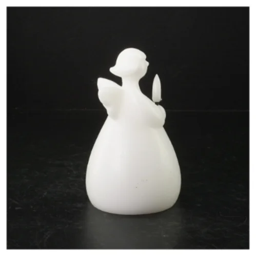 Hvid jule engel i led lys og sterin (str. H. 15 cm)