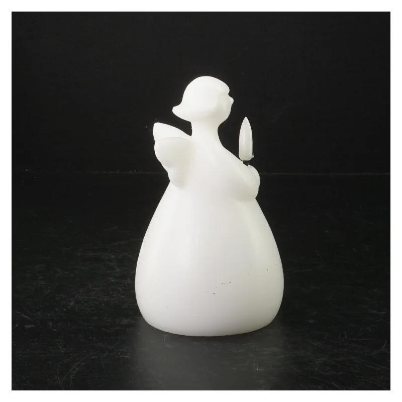 Hvid jule engel i led lys og sterin (str. H. 15 cm)