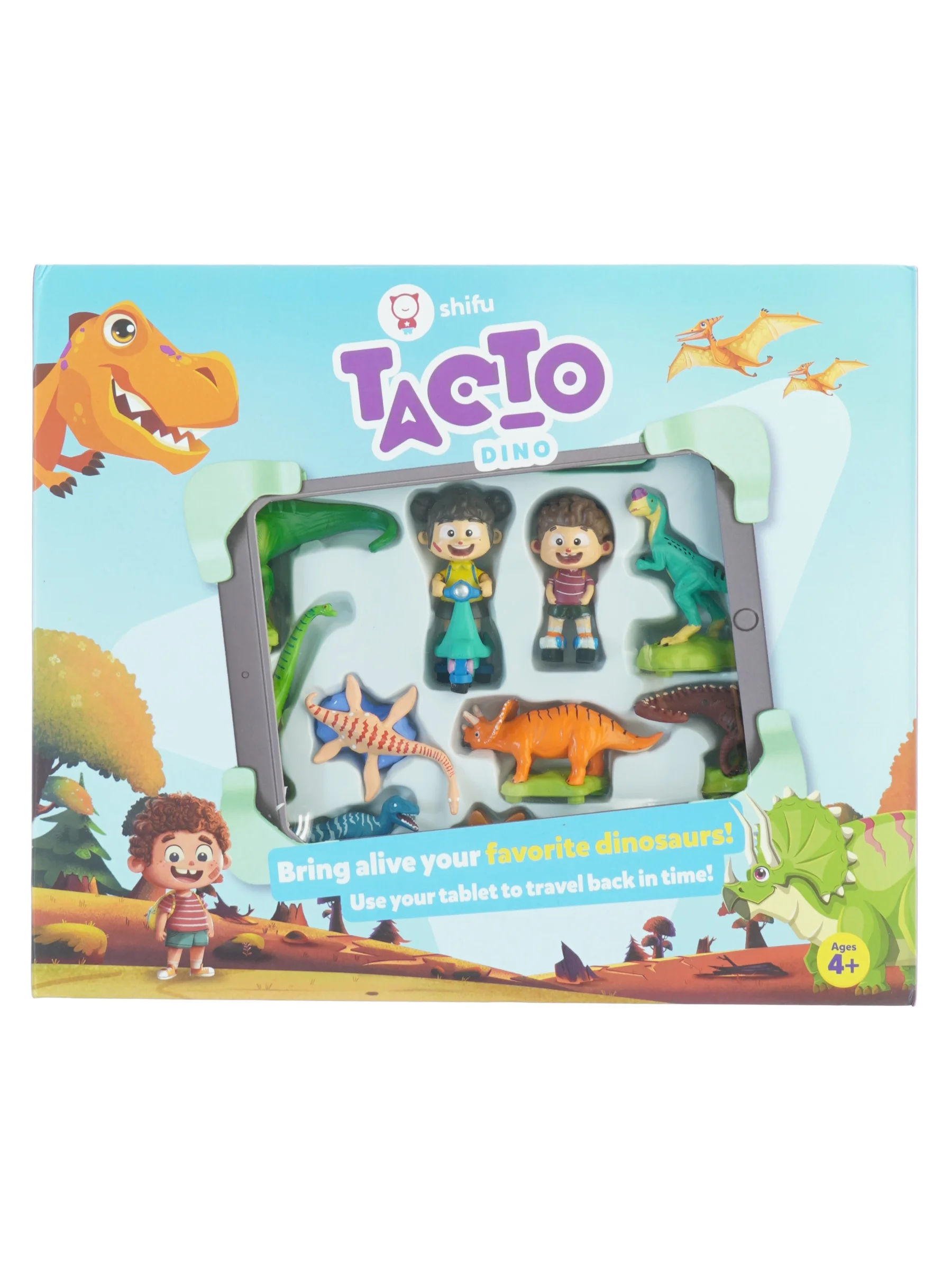 Interaktivt dinosaur spil med figurer fra Shifu legeakademiey (str. Kasse 31 x 26 x 6 cm)