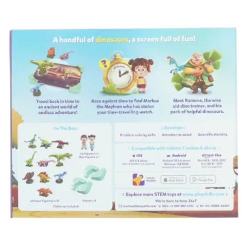 Interaktivt dinosaur spil med figurer fra Shifu legeakademiey (str. Kasse 31 x 26 x 6 cm)