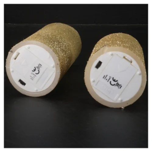 Sirius LED stearinlys med guldglitter fra Magasin  (str. 15x7,5&10x7,5 cm)