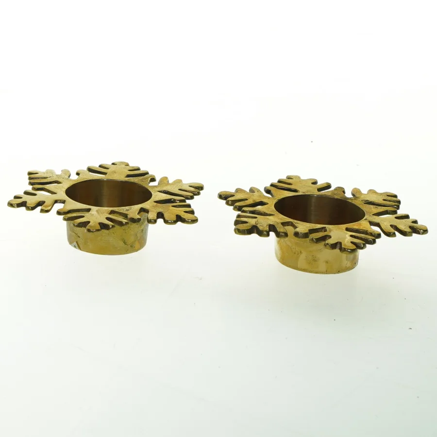 Gyldne snefnug lysstage (str. 11x3 cm)