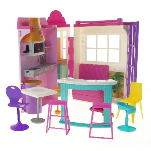 Barbie café legesæt/restaurant med møbler fra Barbie (str. 30,5x39,5x12 cm)