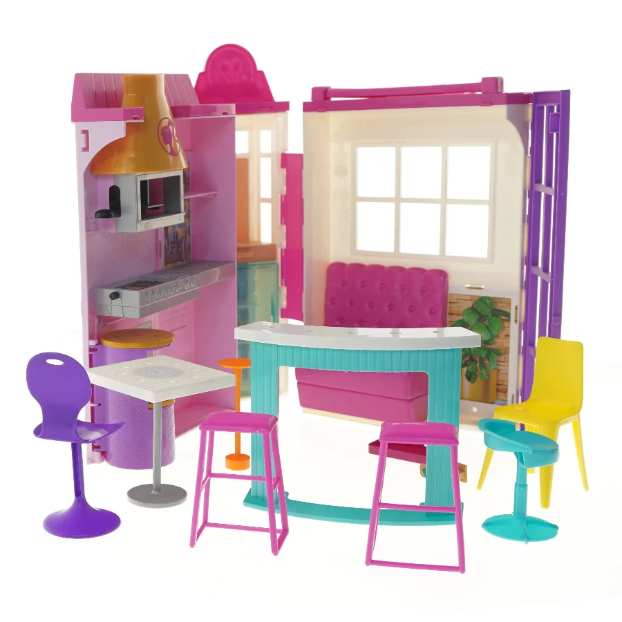 Barbie café legesæt/restaurant med møbler fra Barbie (str. 30,5x39,5x12 cm)