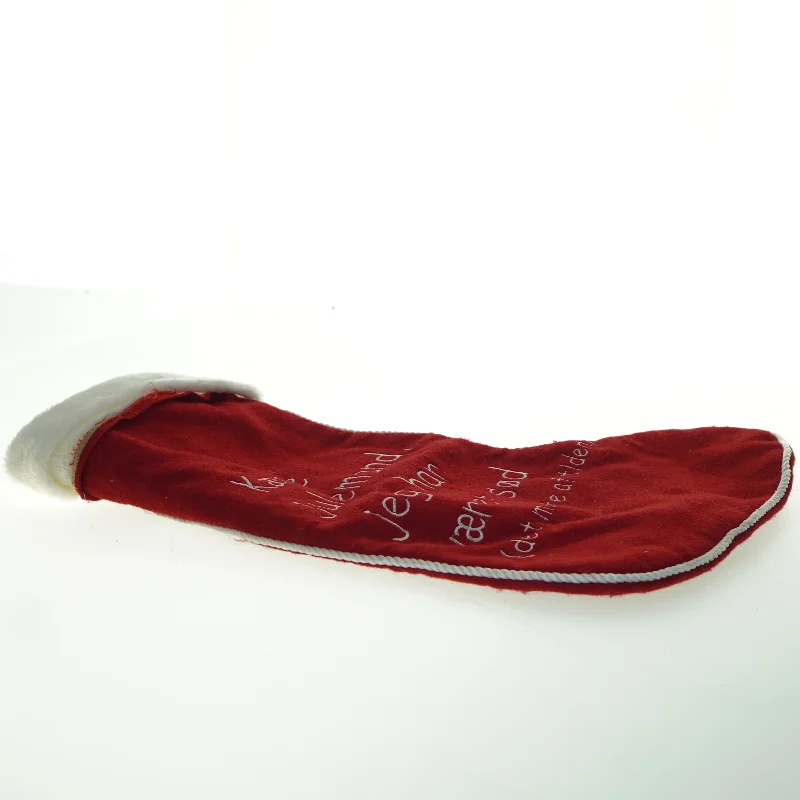 Rød julesok med tekst (str. 45x32 cm)