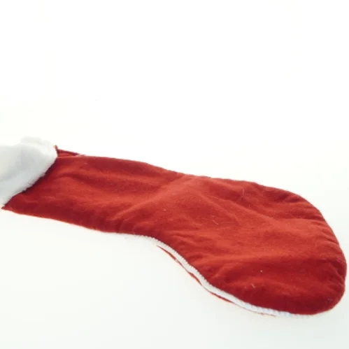 Rød julesok med tekst (str. 45x32 cm)