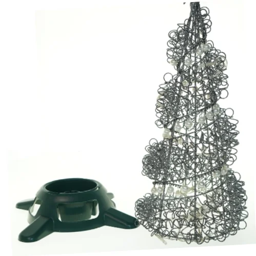 Lys formet som juletræ (batteri) samt lille juletræsfod (str. 29x43 cm)