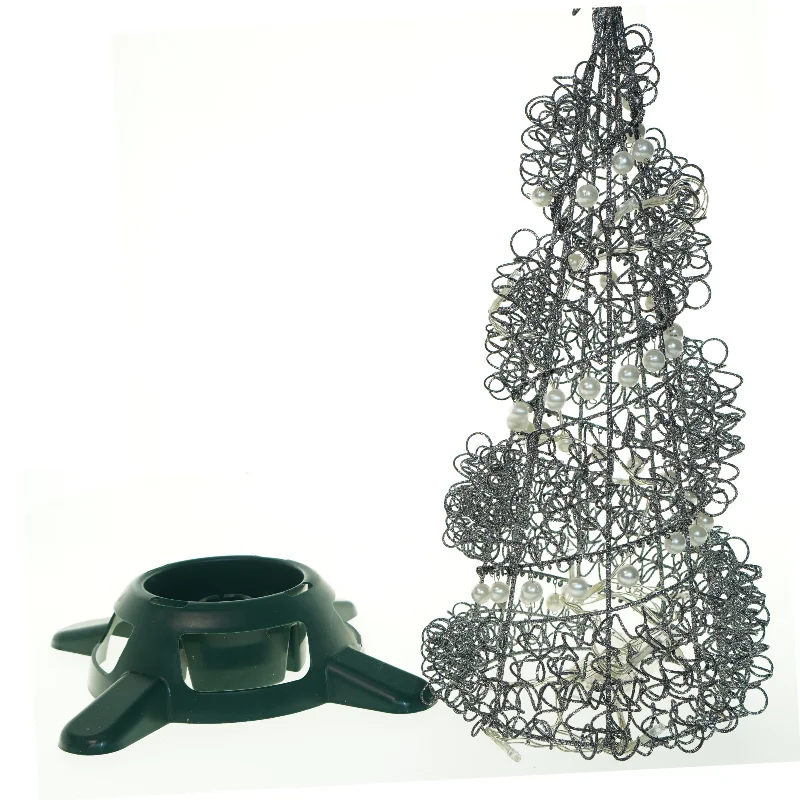 Lys formet som juletræ (batteri) samt lille juletræsfod (str. 29x43 cm)