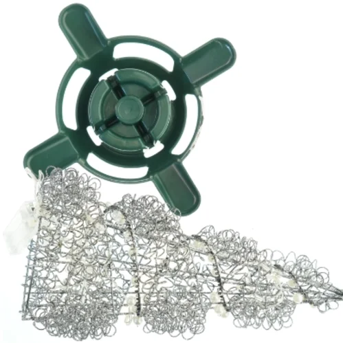 Lys formet som juletræ (batteri) samt lille juletræsfod (str. 29x43 cm)