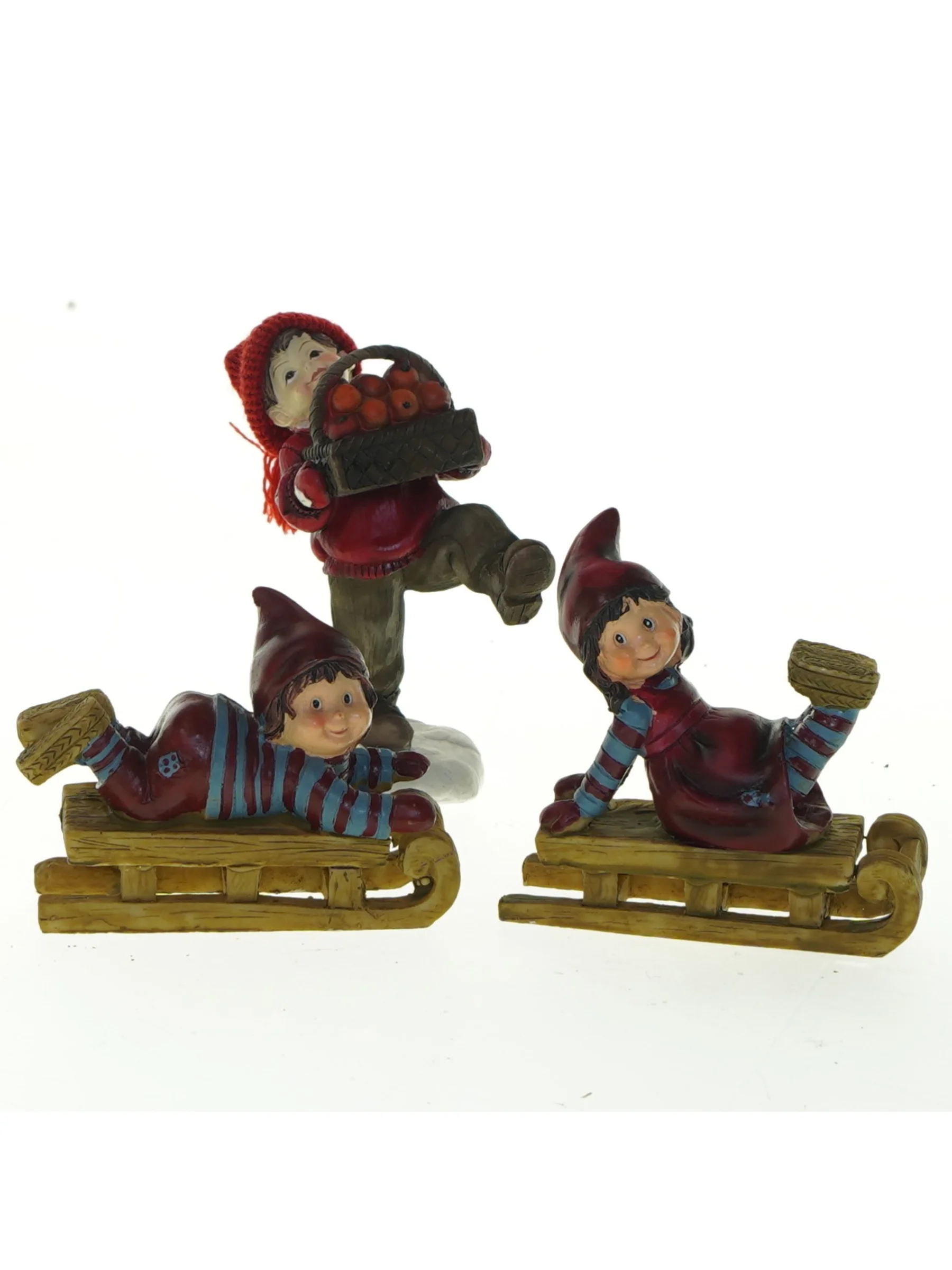 Julenisser på kælke  (str. 11x10 cm)