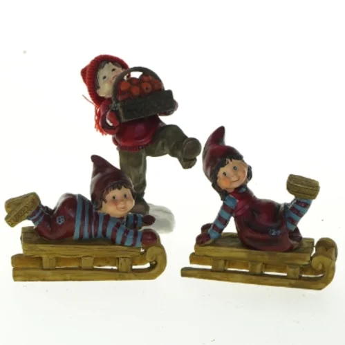 Julenisser på kælke  (str. 11x10 cm)