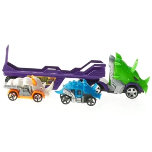 Triceratopslastbil med 2 små biler (str. 23 cm)