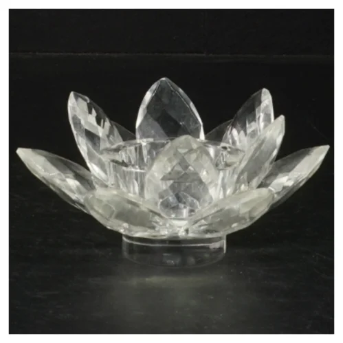 Krystal fyrfadslysestage i blomsterform (str. Ø. 10 cm)