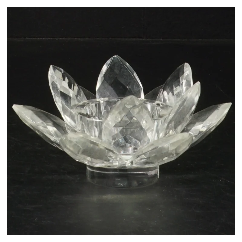 Krystal fyrfadslysestage i blomsterform (str. Ø. 10 cm)