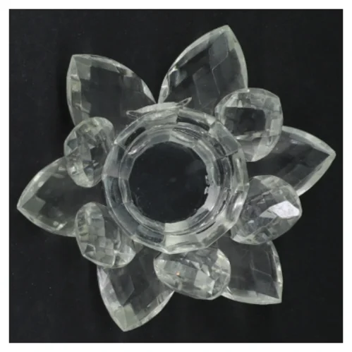 Krystal fyrfadslysestage i blomsterform (str. Ø. 10 cm)