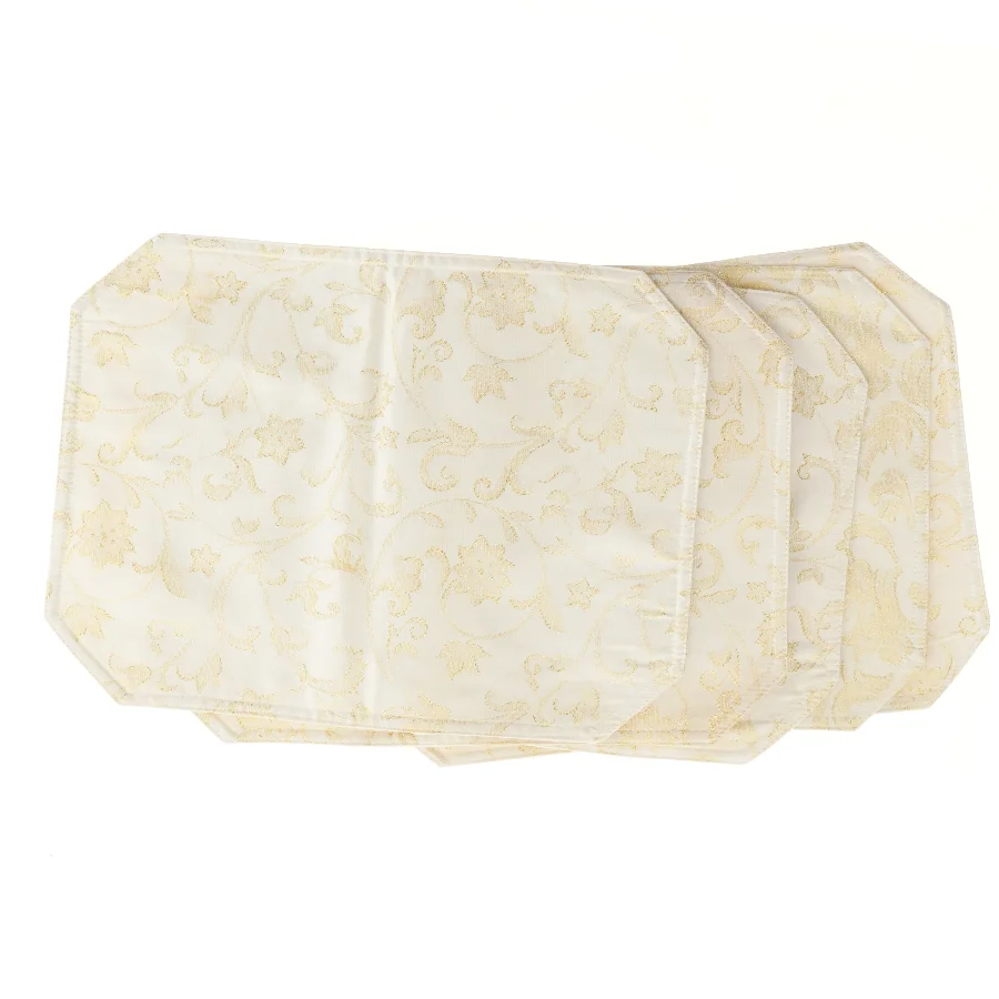 Dækkeservietter i tekstil med guldtråde, 5 stk. (str. 5 stk 45x33 cm)