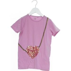 Børne t-shirt i str. 134 med hjerte og palietter fra VRS 