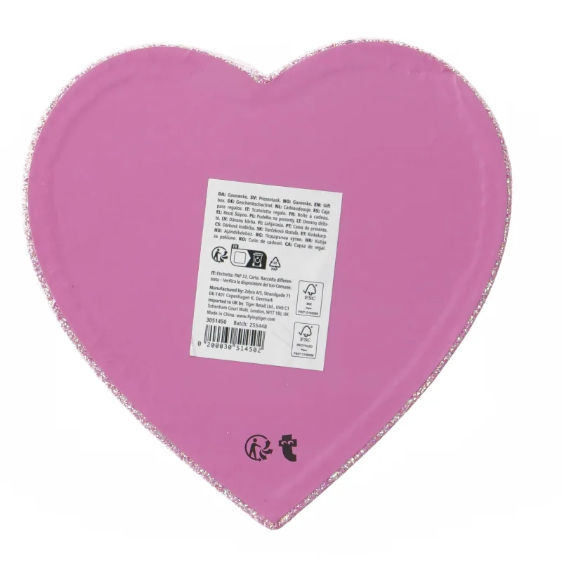 Glitrende hjerteformet gaveæske fra Flying Tiger (str. 18 cm)