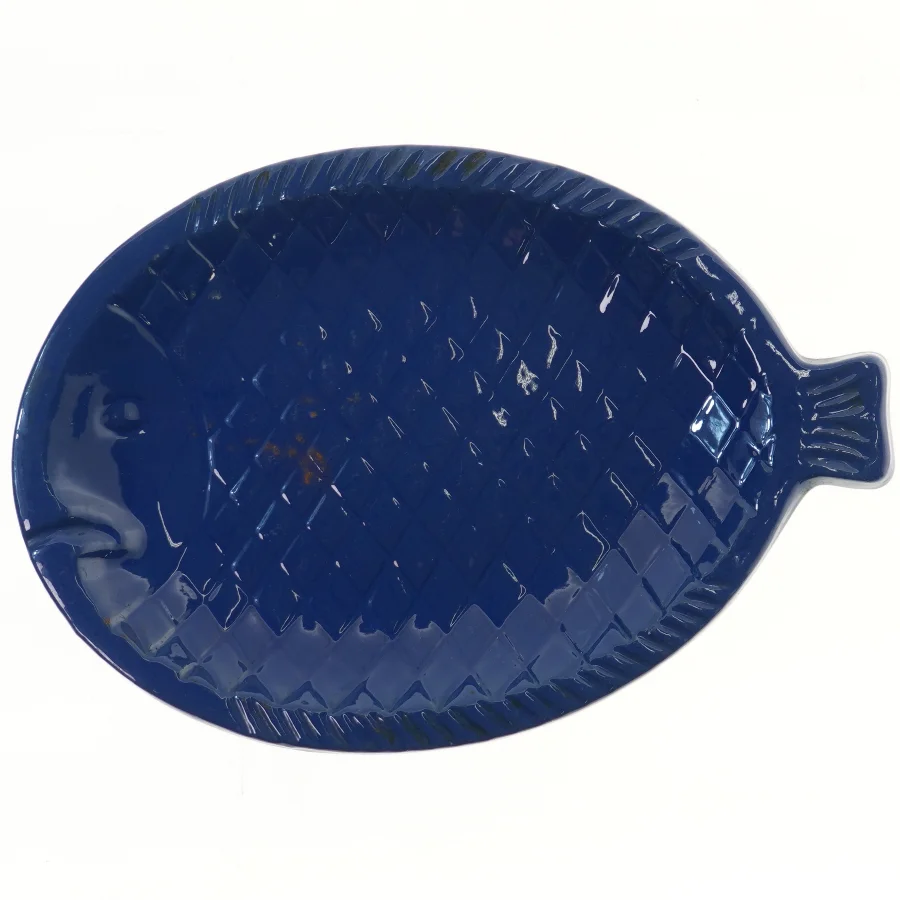 Blåt fiskeformet fad (str. 42 cm)