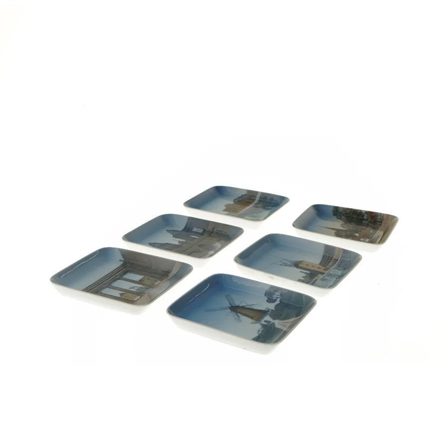 6  dekorative porcelænsplatter B&G fra B&G (str. 6 stk 12,5x12,5 cm)