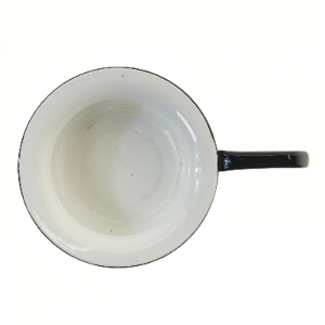 Hvid emalje spand med sort hank (str. Ø 28 cm)