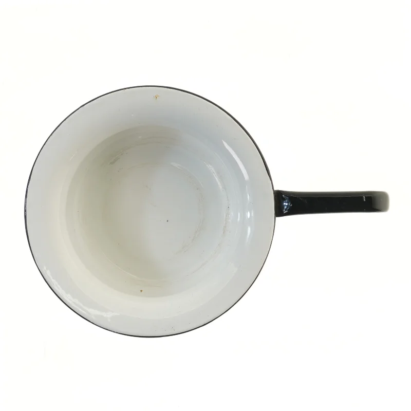 Hvid emalje spand med sort hank (str. Ø 28 cm)