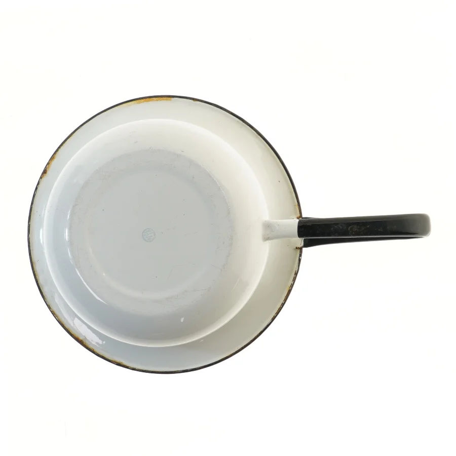 Hvid emalje spand med sort hank (str. Ø 28 cm)