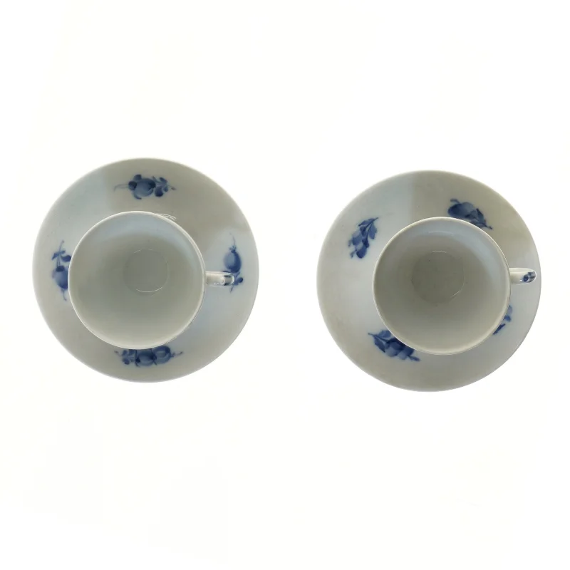 2 par  blå blomst kopper fra Royal Copenhagen (str. Ø 8,5 & 14,5 cm)