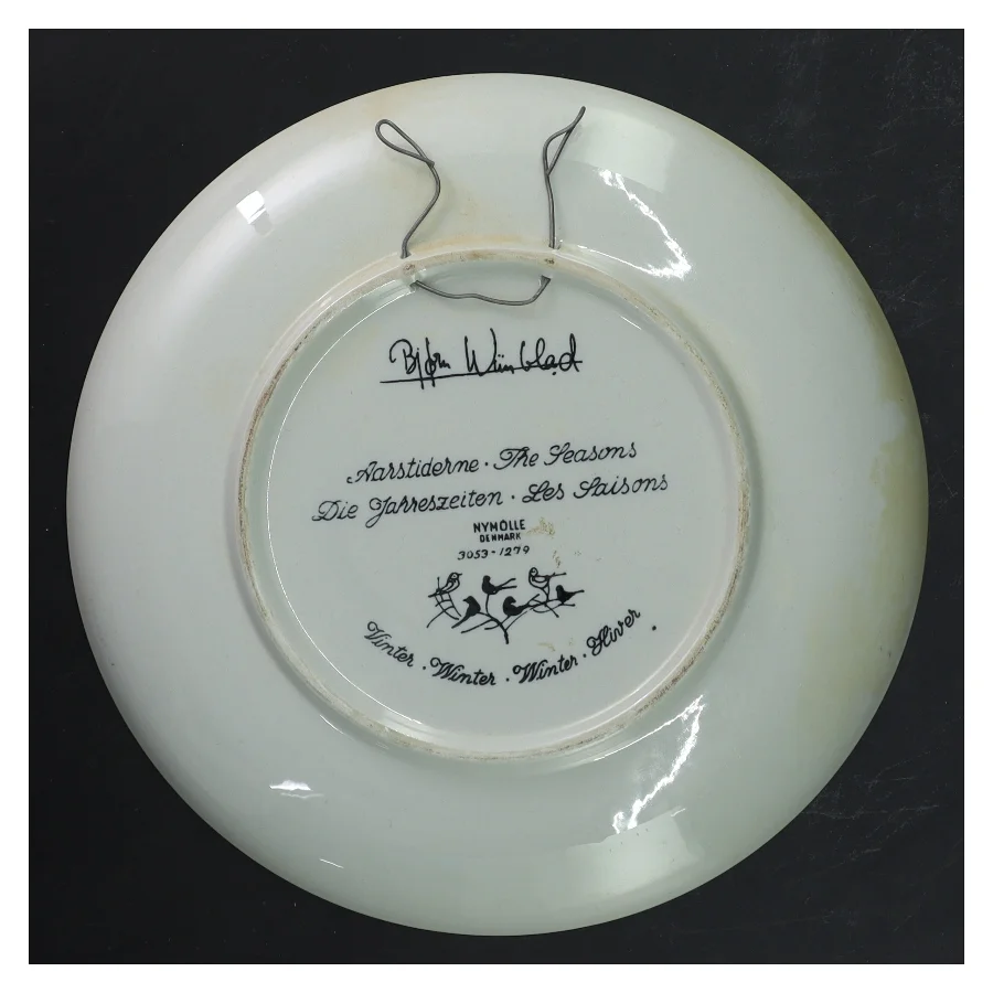 Bjørn Wiinblad tallerken / platte  vintermotiv fra Nymolle (str. Ø 22 cm)