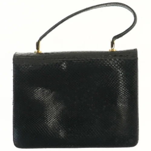 Sort vintage håndtaske med guld detaljer (str. 22x18 cm)