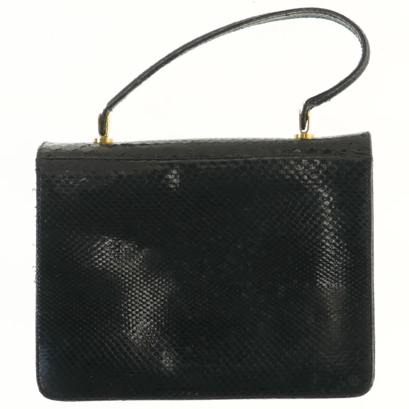 Sort vintage håndtaske med guld detaljer (str. 22x18 cm)