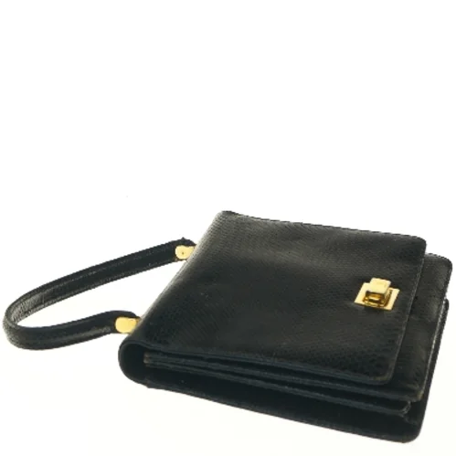 Sort vintage håndtaske med guld detaljer (str. 22x18 cm)