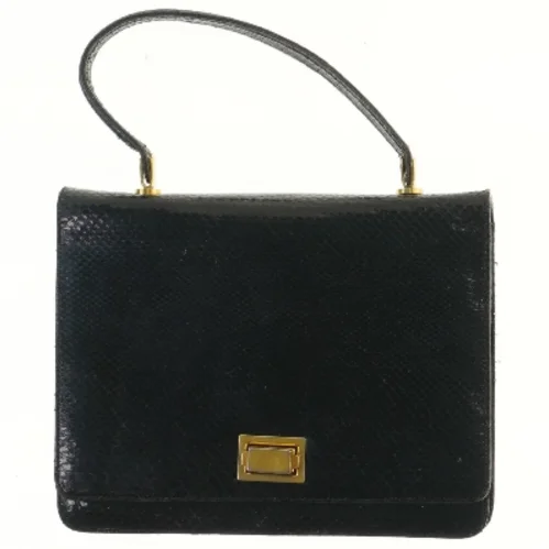 Sort vintage håndtaske med guld detaljer (str. 22x18 cm)