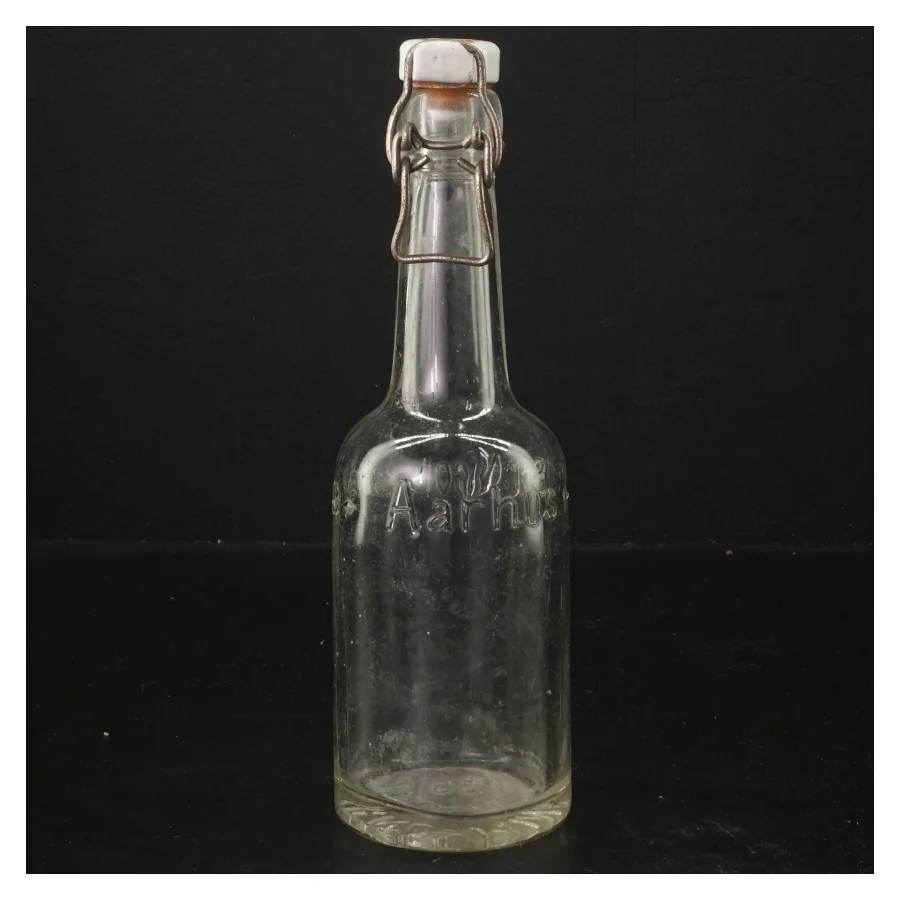 Vintage glasflaske med patentlåg fra St. Nicolaus Kilde (str. 21 cm)