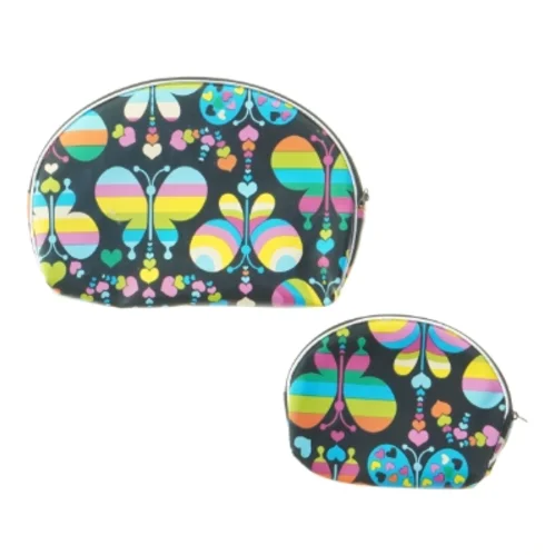 Sæt af kosmetikpunge med sommerfugle design (str. 20,5 og 14 cm)