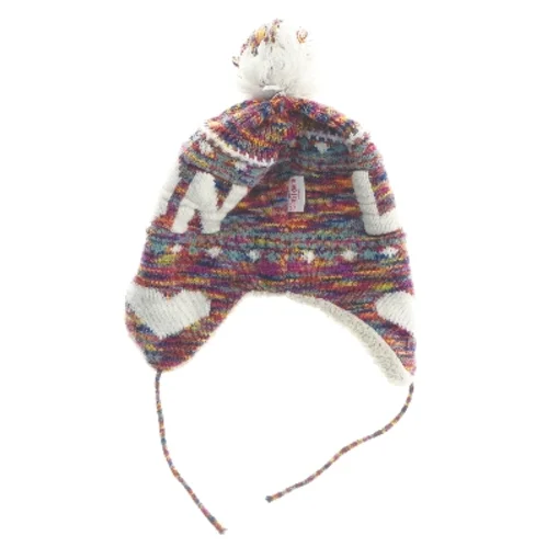 Farverig vinterhue med kvast (str. 22x25 cm)