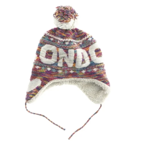Farverig vinterhue med kvast (str. 22x25 cm)