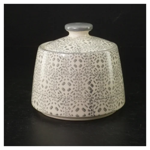 Keramik opbevaringskrukke med låg fra Bloomingville (str. H. 11,5 cm. ø. 12 cm)