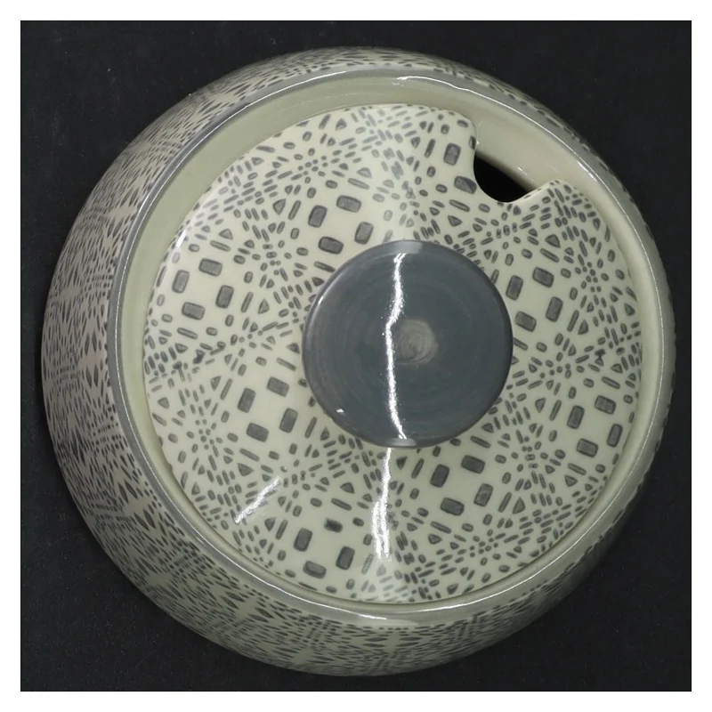 Keramik opbevaringskrukke med låg fra Bloomingville (str. H. 11,5 cm. ø. 12 cm)