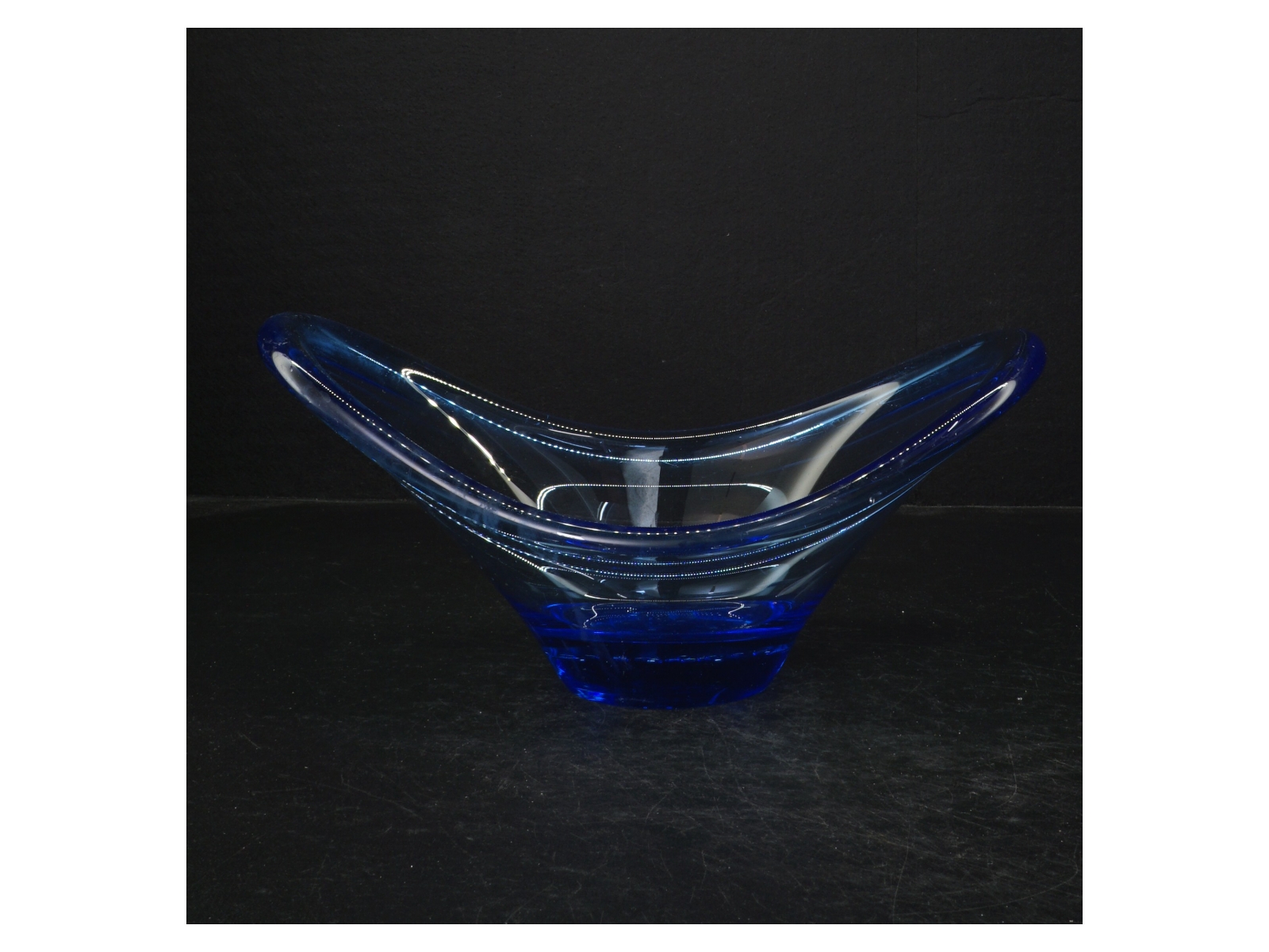 Blå glasskål (str. 27 cm)