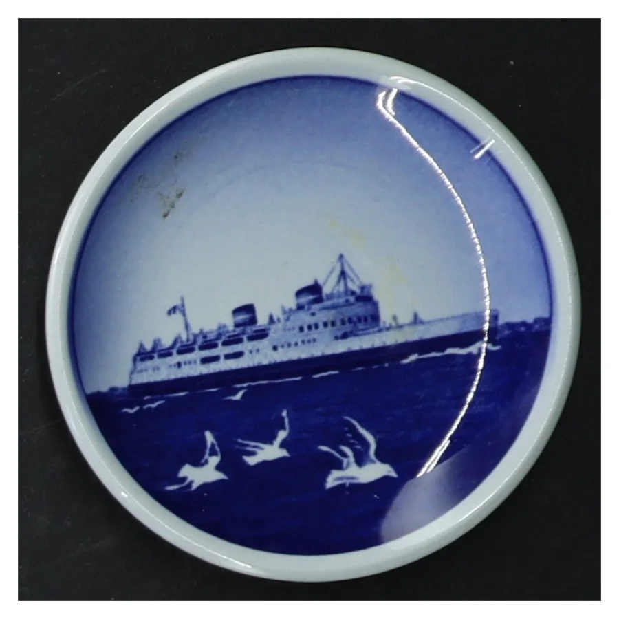 Blå dekorative vægplatter fra Royal Copenhagen (str. Ø 8 cm. 6 styk)